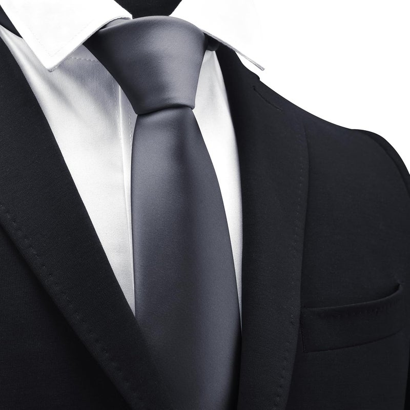 Branduce 3.15"（8cm） Mens Solid Satin Tie Pure Color Necktie for Business and Wedding + Gift Box - Image 2